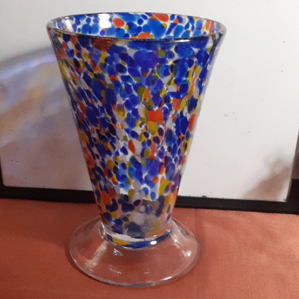 CONFETTI GLASS SET Drinks Or Dessert Glasses ~ Handmade MEXICO 6.25"